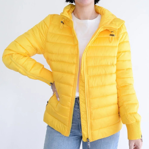 Marc Cain Bright Yellow Lightweight Puffer Outdoor 3M Thinsulate  Jacket Size 3 - Picture 2 of 15